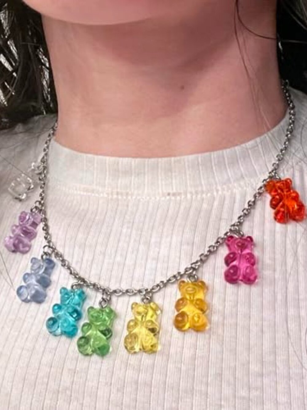 Gen Z Rainbow Gummy Bear Bead Necklace (9β colors)